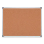 Earth Cork Board, 36 x 24, Tan Surface, Silver Aluminum Frame