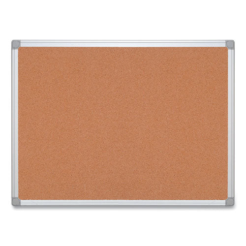 Earth Cork Board, 36 x 24, Tan Surface, Silver Aluminum Frame