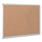 Earth Cork Board, 36 x 24, Tan Surface, Silver Aluminum Frame