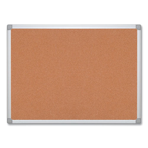 Earth Cork Board, 72 x 48, Tan Surface, Silver Aluminum Frame