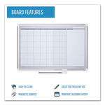 Magnetic Dry Erase Calendar Board, One Month, 36 x 24, White Surface, Silver Aluminum Frame