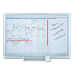 Magnetic Dry Erase Calendar Board, One Month, 36 x 24, White Surface, Silver Aluminum Frame