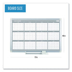 Magnetic Dry Erase Calendar Board, 12-Month, 36 x 24, White Surface, Silver Aluminum Frame