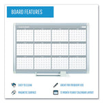 Magnetic Dry Erase Calendar Board, 12-Month, 36 x 24, White Surface, Silver Aluminum Frame