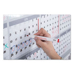 Magnetic Dry Erase Calendar Board, 12-Month, 36 x 24, White Surface, Silver Aluminum Frame