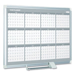 Magnetic Dry Erase Calendar Board, 12-Month, 36 x 24, White Surface, Silver Aluminum Frame