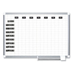 Gridded Magnetic Steel Dry Erase Planning Board, 1 x 2 Grid, 72 x 48, White Surface, Silver Aluminum Frame