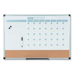 3-in-1 Calendar Planner, 36 x 24, White Surface, Silver Aluminum Frame