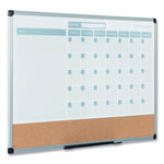 3-in-1 Calendar Planner, 36 x 24, White Surface, Silver Aluminum Frame