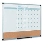 3-in-1 Planner Board, 24 x 18, Tan/White/Blue Surface, Silver Aluminum Frame