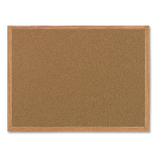 Value Cork Bulletin Board with Oak Frame, 24 x 36, Brown Surface, Oak Frame