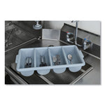 Cutlery Bin, 4 Compartments, Plastic, 11.5 x 21.25 x 3.75, Plastic, Gray