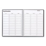 Weekly Teacher Planner, Two-Page Spread (Nine Classes), 11 x 8.5, Black Cover