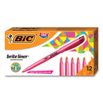 Brite Liner Highlighter, Fluorescent Pink Ink, Chisel Tip, Pink/Black Barrel, Dozen