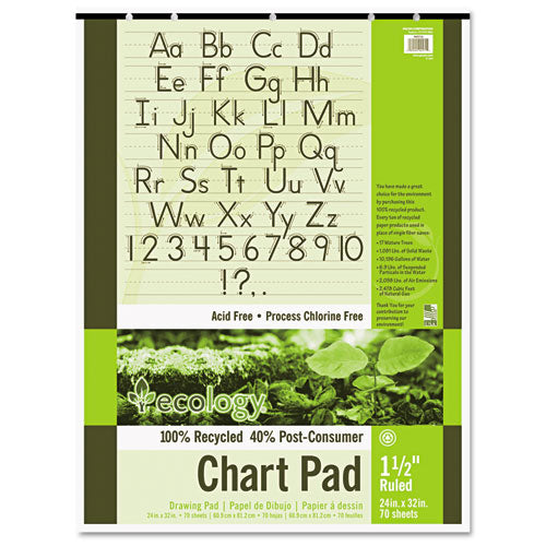 Ecology Recycled Chart Pads, Presentation Format (1.5" Rule), 24 x 32, White, 70 Sheets