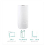 Kitchen Roll Towels, 2-Ply, 11 x 8.8, White, 100/Roll