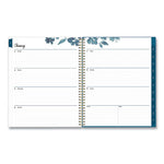 Bakah Blue Weekly/Monthly Planner, Bakah Blue Floral Artwork, 11 x 8.5, Blue/White Cover, 12-Month (Jan to Dec): 2024