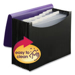 12-Pocket Poly Expanding File, 0.88" Expansion, 12 Sections, Cord/Hook Closure, 1/6-Cut Tabs, Letter Size, Black/Purple