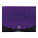 12-Pocket Poly Expanding File, 0.88" Expansion, 12 Sections, Cord/Hook Closure, 1/6-Cut Tabs, Letter Size, Black/Purple