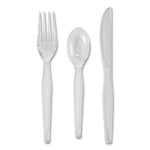 Heavyweight Polystyrene Cutlery, Clear, Knives/Spoons/Forks, 180/Pack, 10 Packs/Carton