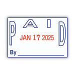 Model S 360 Two-Color Message Dater, 1.75 x 1, "Paid," Self-Inking, Blue/Red