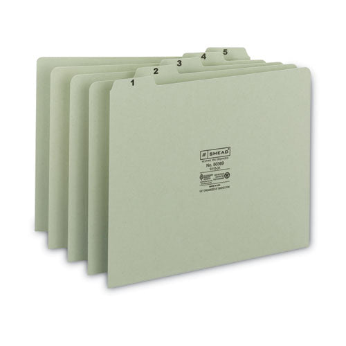 100% Recycled Daily Top Tab File Guide Set, 1/5-Cut Top Tab, 1 to 31, 8.5 x 11, Green, 31/Set