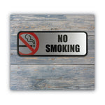 Brush Metal Office Sign, No Smoking, 9 x 3, Silver/Red