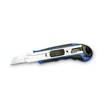 Heavy-Duty Snap Blade Utility Knife, Four 8-Point Blades, Retractable 4" Blade, 5.5" Plastic/Rubber Handle, Blue