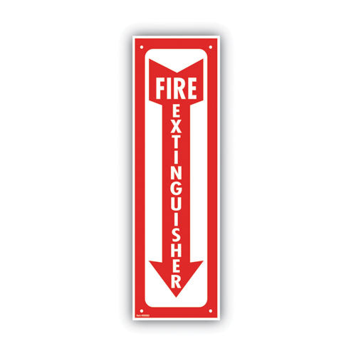 Glow-In-The-Dark Safety Sign, Fire Extinguisher, 4 x 13, Red