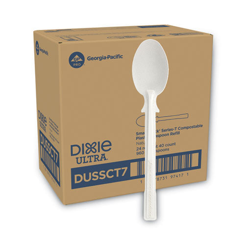 SmartStock Tri-Tower Dispensing System Cutlery, Teaspoons, Natural, 40/Pack, 24 Packs/Carton