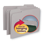 Interior File Folders, 1/3-Cut Tabs: Assorted, Letter Size, 0.75" Expansion, Gray, 100/Box