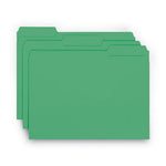 Interior File Folders, 1/3-Cut Tabs: Assorted, Letter Size, 0.75" Expansion, Green, 100/Box