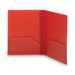 Poly Two-Pocket Folder with Fasteners, 180-Sheet Capacity, 11 x 8.5, Red, 25/Box