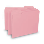 Interior File Folders, 1/3-Cut Tabs: Assorted, Letter Size, 0.75" Expansion, Pink, 100/Box