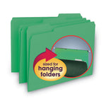 Interior File Folders, 1/3-Cut Tabs: Assorted, Letter Size, 0.75" Expansion, Green, 100/Box