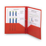 Poly Two-Pocket Folder with Fasteners, 180-Sheet Capacity, 11 x 8.5, Red, 25/Box