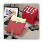 Colored File Jackets with Reinforced Double-Ply Tab, Straight Tab, Letter Size, Red, 50/Box