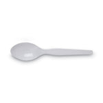 Plastic Cutlery, Heavy Mediumweight Teaspoons, White, 100/Box