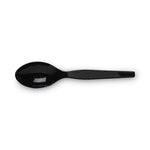 Plastic Cutlery, Heavy Mediumweight Teaspoons, Black, 100/Box