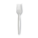 Plastic Cutlery, Mediumweight Forks, White, 1,000/Carton