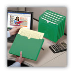 Colored File Jackets with Reinforced Double-Ply Tab, Straight Tab, Letter Size, Green, 50/Box