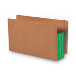 Redrope Drop-Front End Tab File Pockets, Fully Lined 6.5" High Gussets, 3.5" Expansion, Legal Size, Redrope/Green, 10/Box