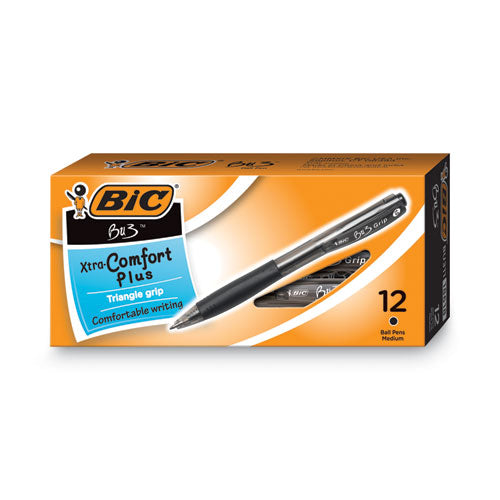 BU3 Ballpoint Pen, Retractable, Bold 1 mm, Black Ink, Smoke/Black Barrel, Dozen