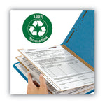 Recycled Pressboard Classification Folders, 2" Expansion, 2 Dividers, 6 Fasteners, Letter Size, Dark Blue, 10/Box