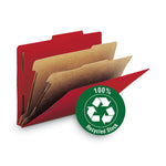 Recycled Pressboard Classification Folders, 2" Expansion, 2 Dividers, 6 Fasteners, Letter Size, Bright Red, 10/Box