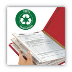 Recycled Pressboard Classification Folders, 2" Expansion, 2 Dividers, 6 Fasteners, Letter Size, Bright Red, 10/Box