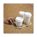 Cup Carrier Tray, 8 oz to 32 oz, Four Cups, Kraft, 300/Carton