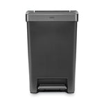 Premier Series III Step-On Waste Container, 12.4 gal, Plastic, Black/Stainless Steel