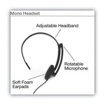 Mono Headset with Microphone and In-Line Remote, Black