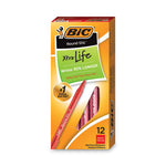 Round Stic Xtra Life Ballpoint Pen, Stick, Medium 1 mm, Red Ink, Translucent Red Barrel, Dozen